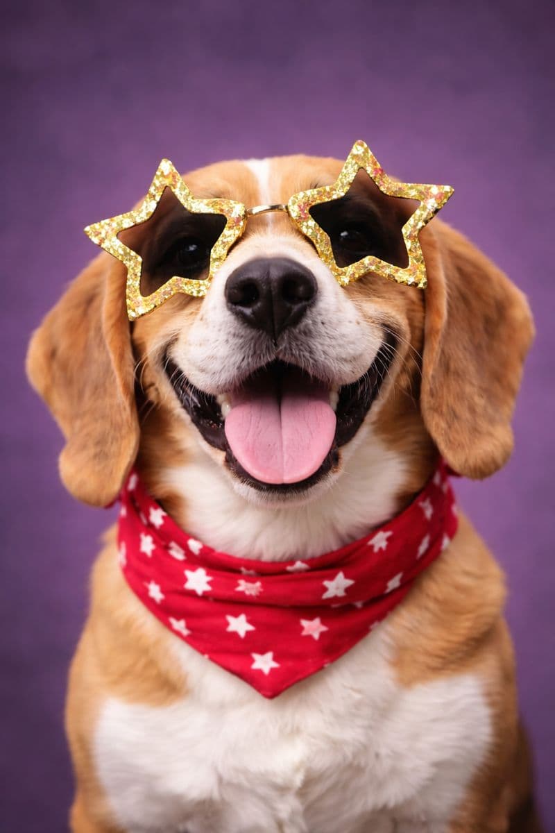 Mascot dog wearing sunglasses